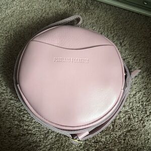 Portland Leather Vintage Pink Circle Crossbody Bag Small